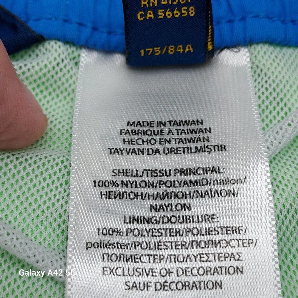 Polo Ralph Lauren Mens Lime Green Swim Trunks Mesh Lined‎ Board Shorts Size M